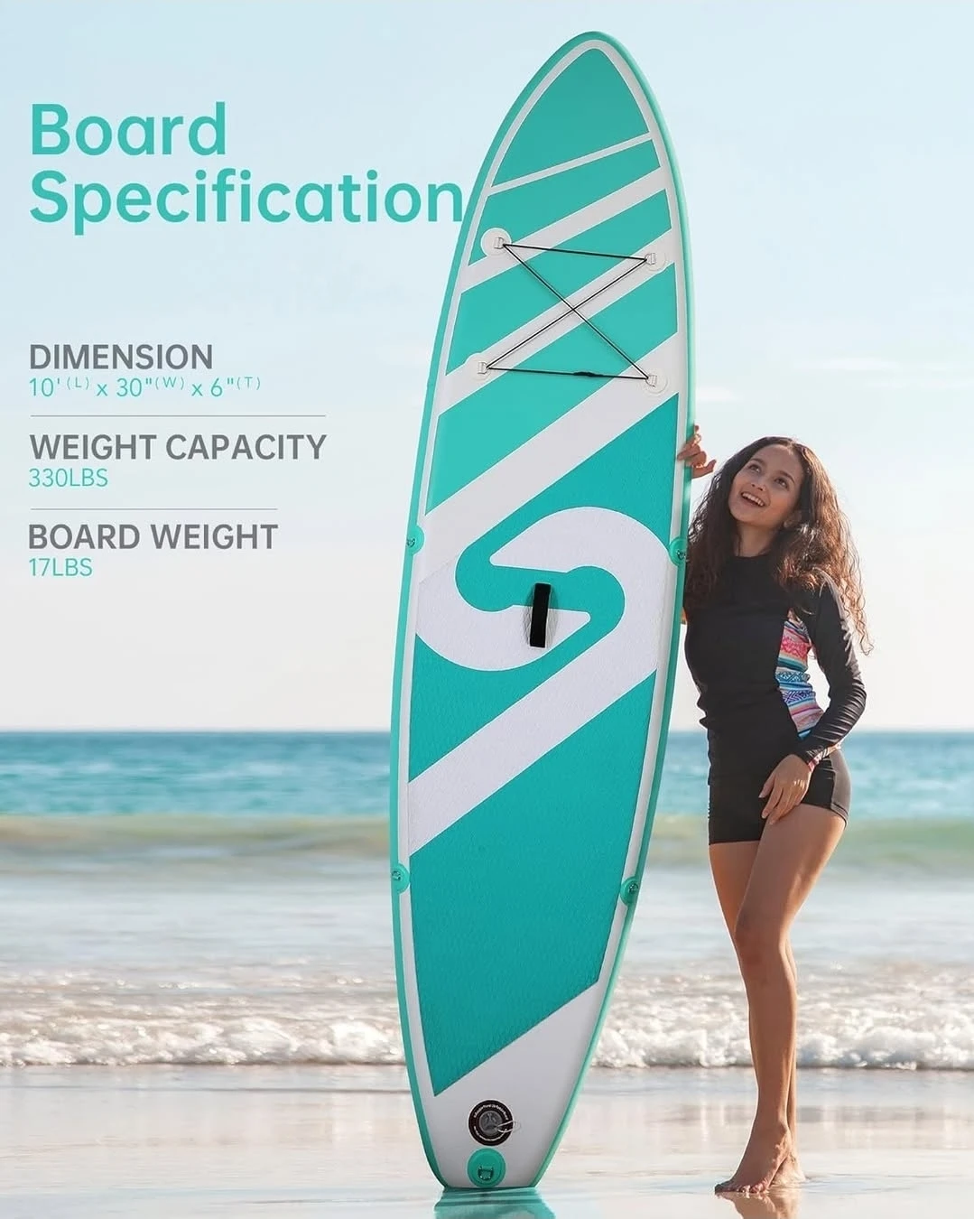 Stand Up Paddleboard Set - Teal & White, 10' Long - photo 2