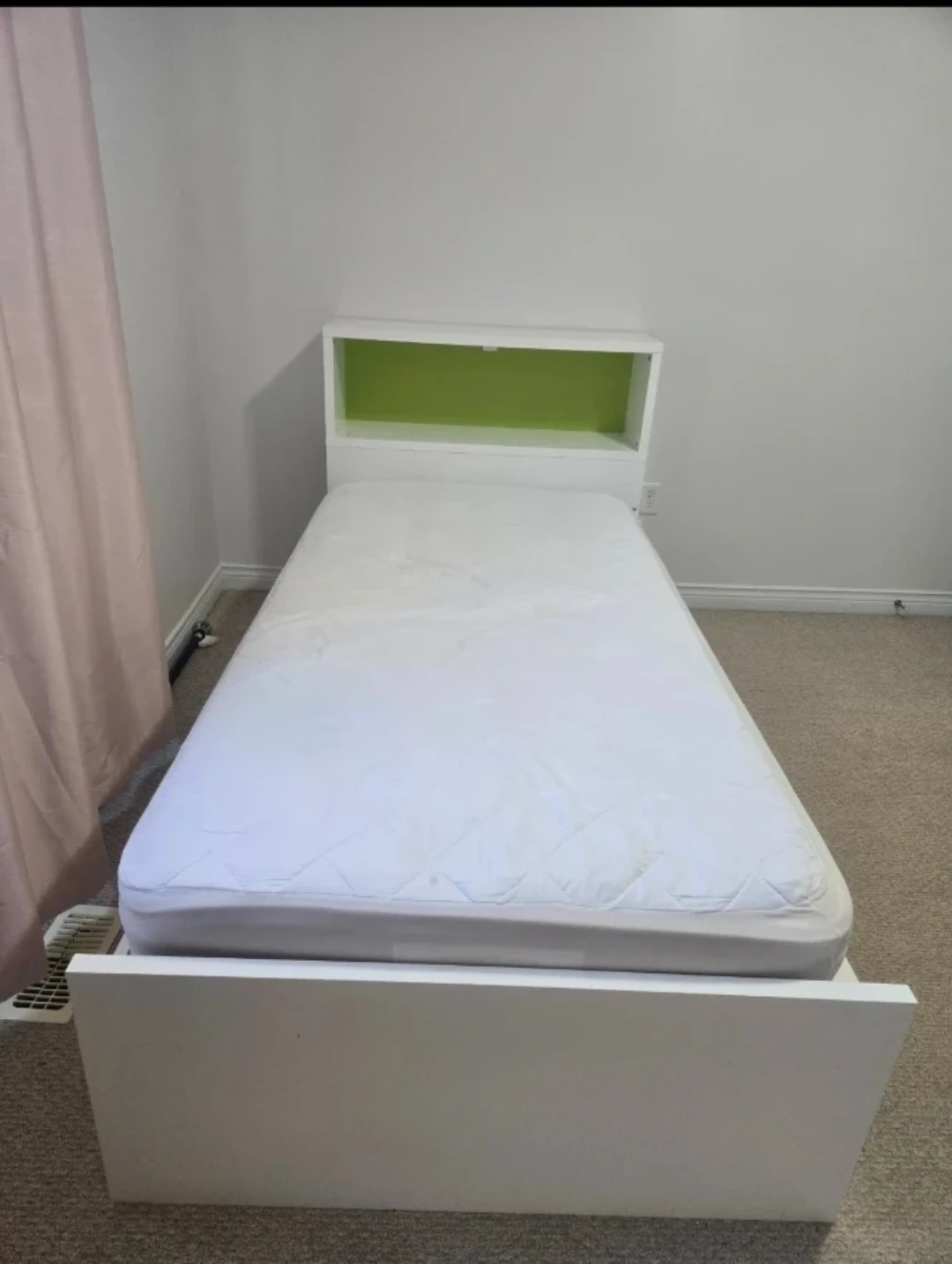 White Twin Bed with Storage Headboard and Drawers - photo 3