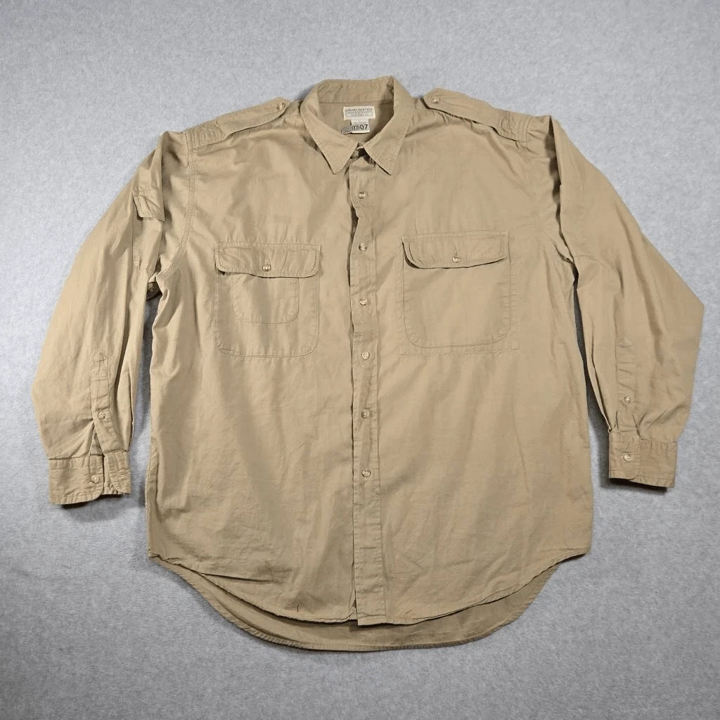 Banana Republic men Long Sleeve Button Up Shirt Tan safari shirt