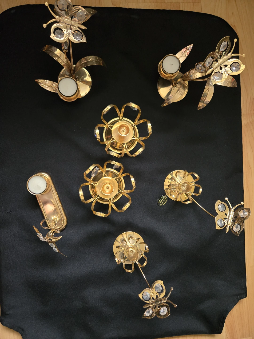 Brass Butterfly and Flower Tealight Candle Holders