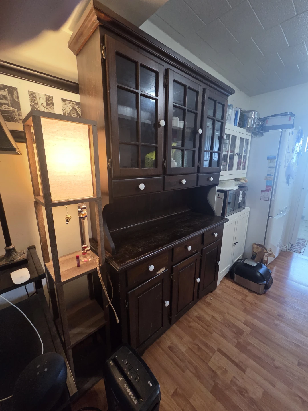 Dark Wood China Cabinet with Glass Doors - photo 3