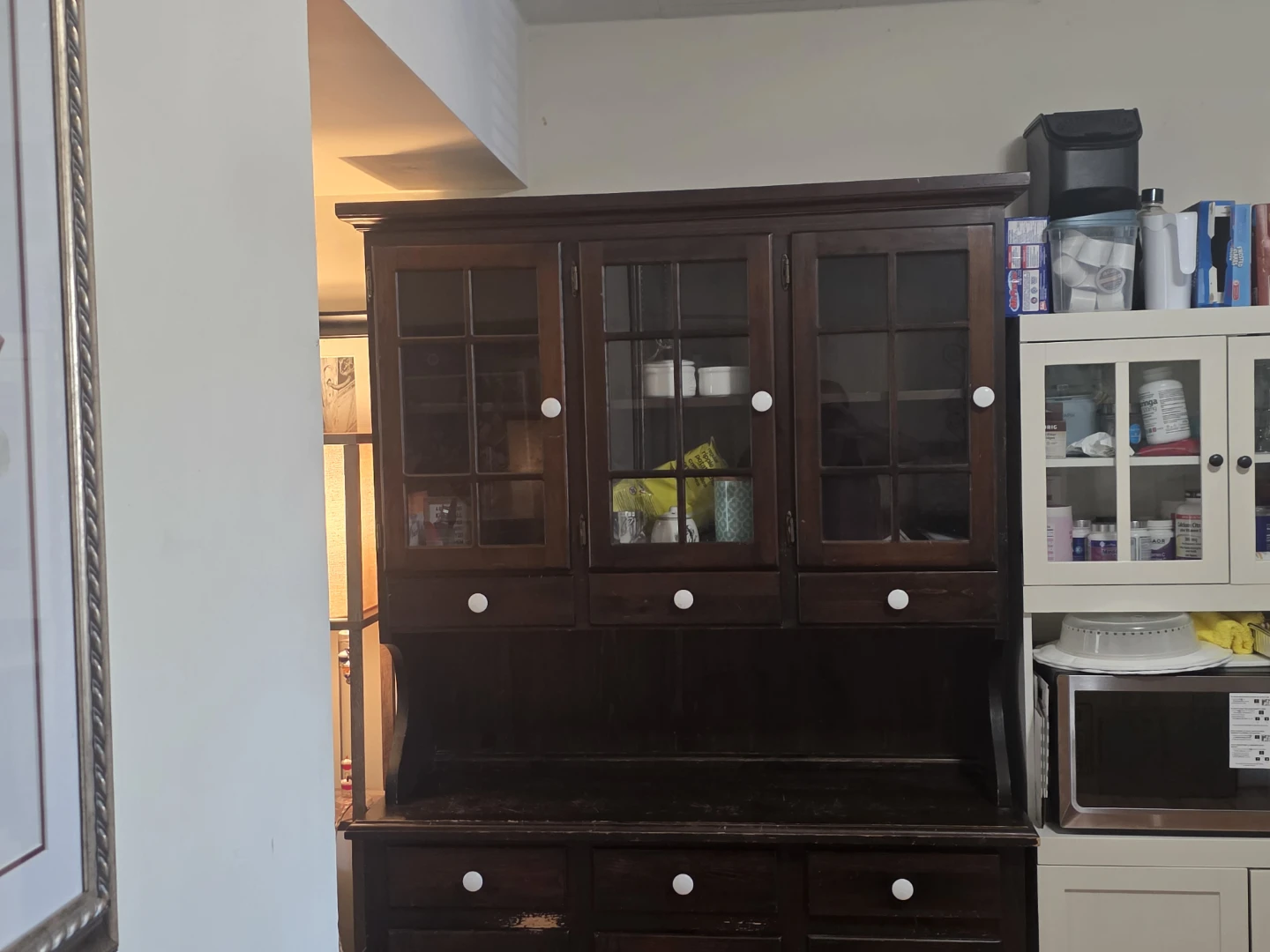 Dark Wood China Cabinet with Glass Doors - photo 4