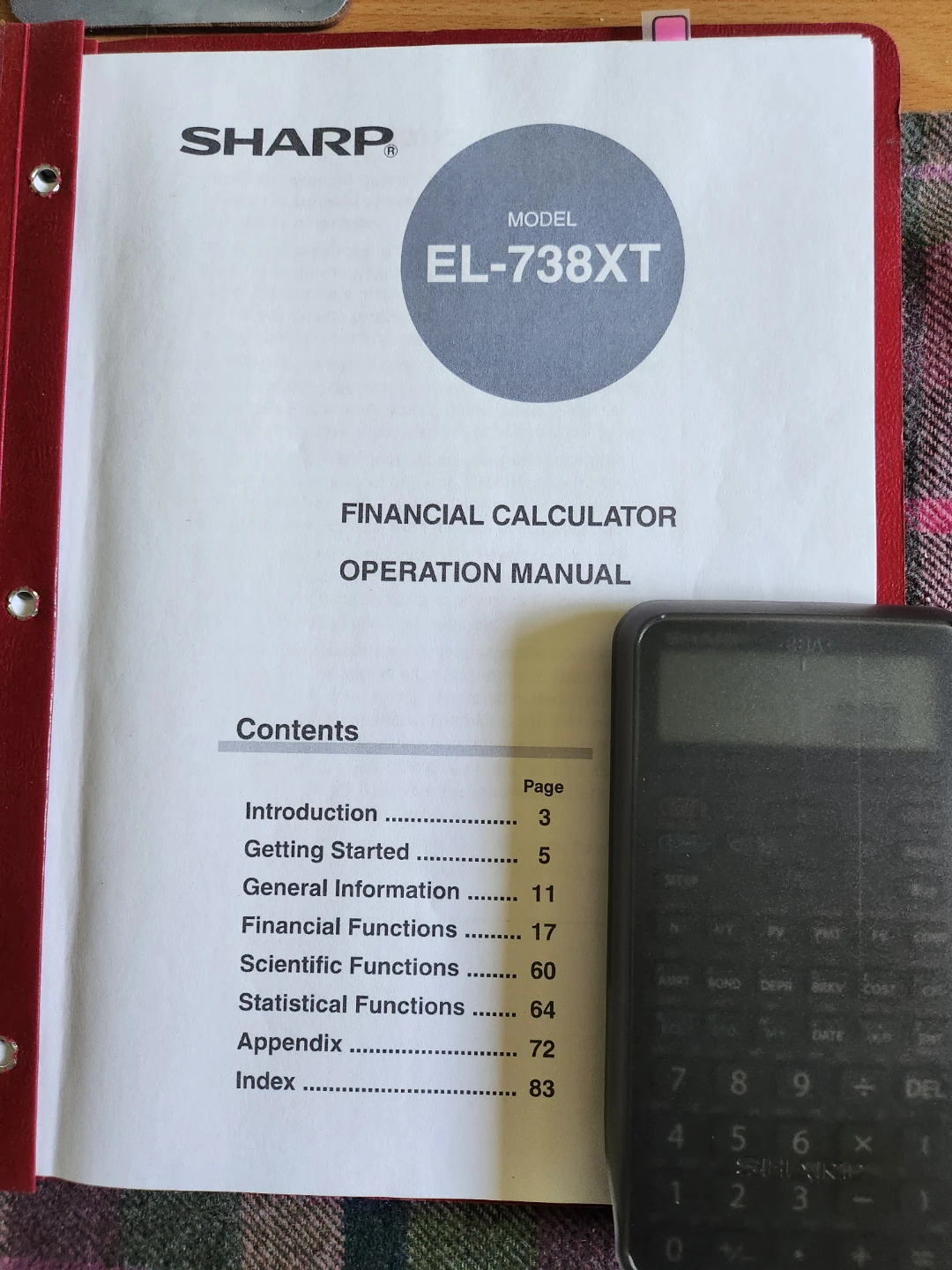 Sharp EL-738XT Financial Calculator