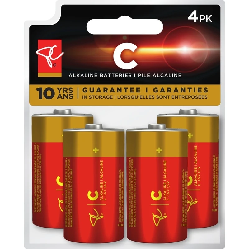 PC Alkaline C Batteries - 4 Pack