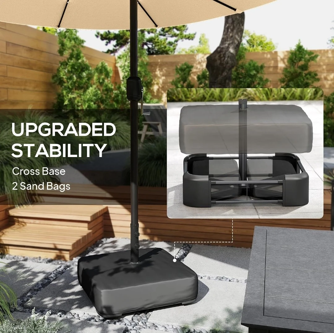 Double-Sided Patio Umbrella with Cross Base - photo 4
