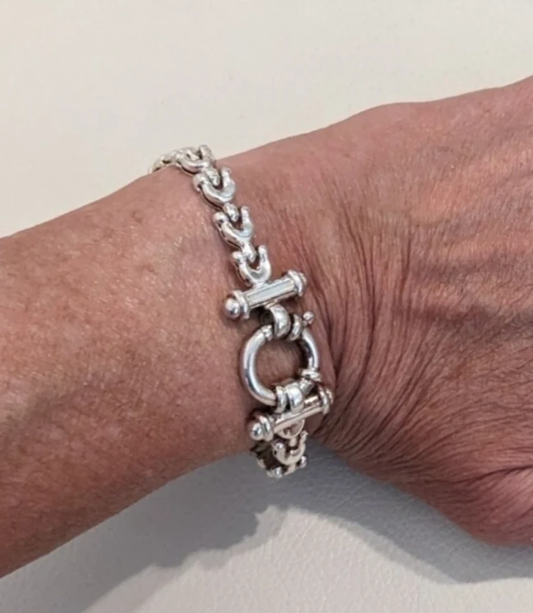 Sterling Silver Vintage Equestrian Horseshoe Bracelet Toggle - photo 3