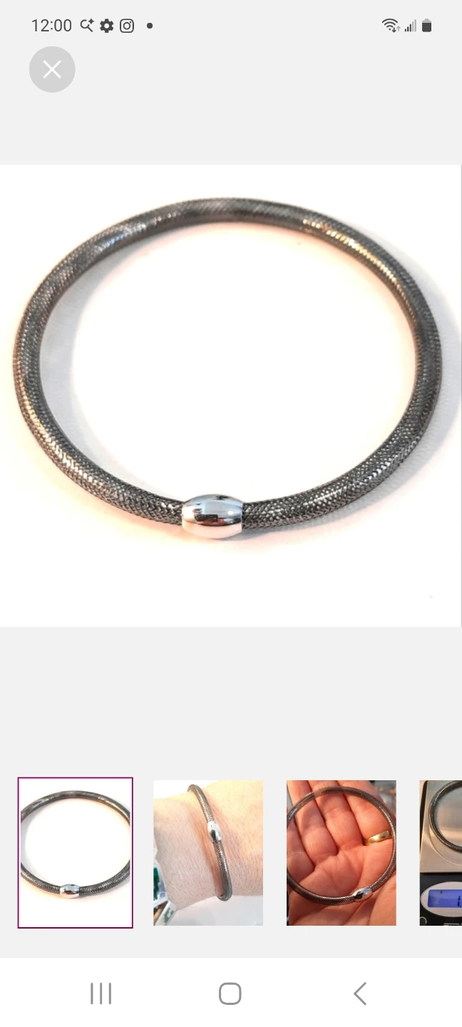 14K White Gold Mesh Bangle Bracelet