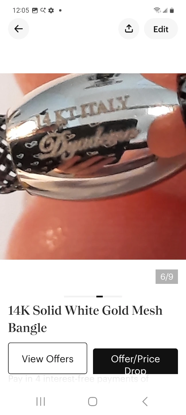 14K White Gold Mesh Bangle Bracelet - photo 4