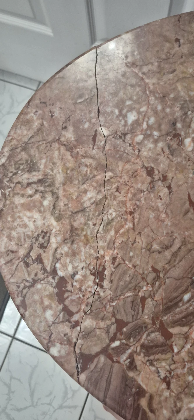 Vintage Carved Wood Side Table with Marble Top