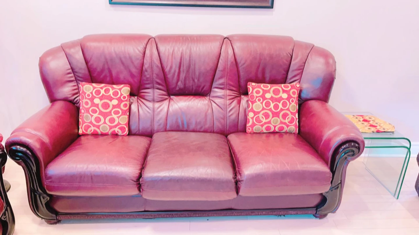 Leather Sofa Set - Burgundy