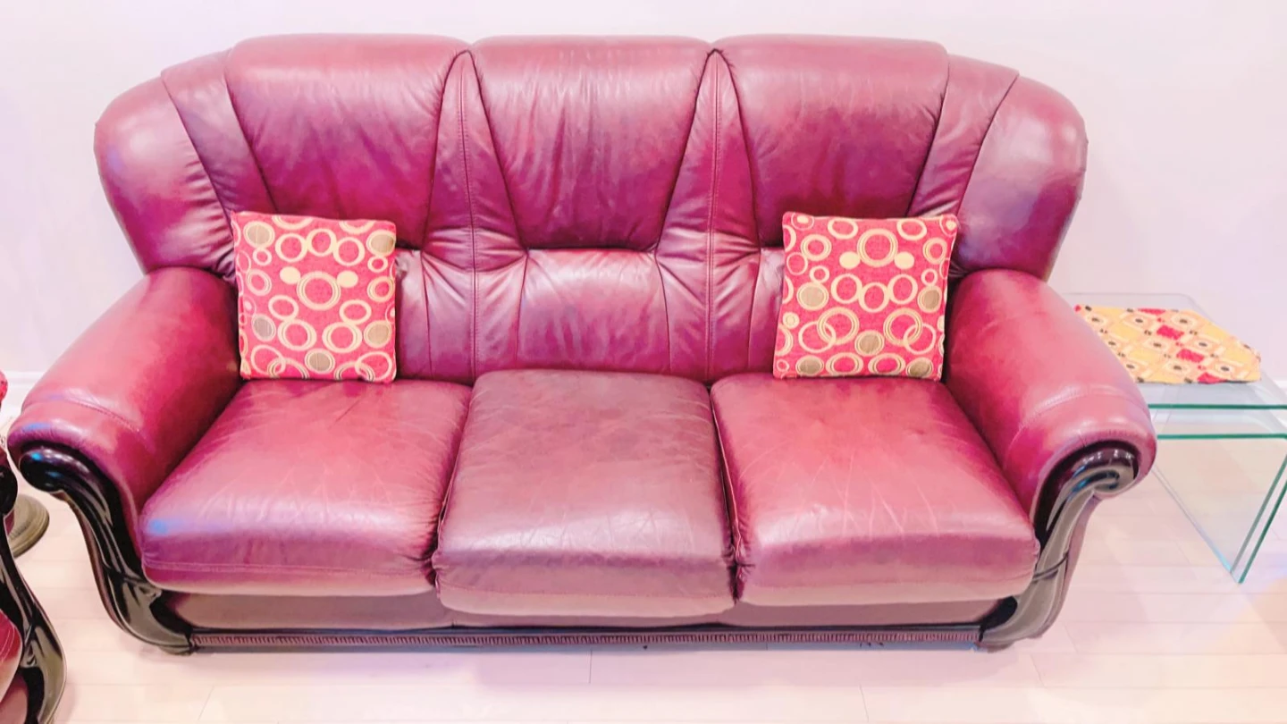 Leather Sofa Set - Burgundy - photo 5