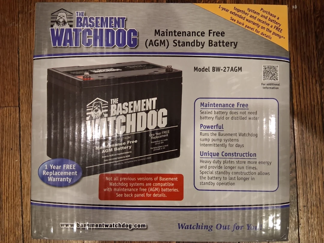 Basement Watchdog BW-27AGM Maintenance Free Standby Battery - photo 2