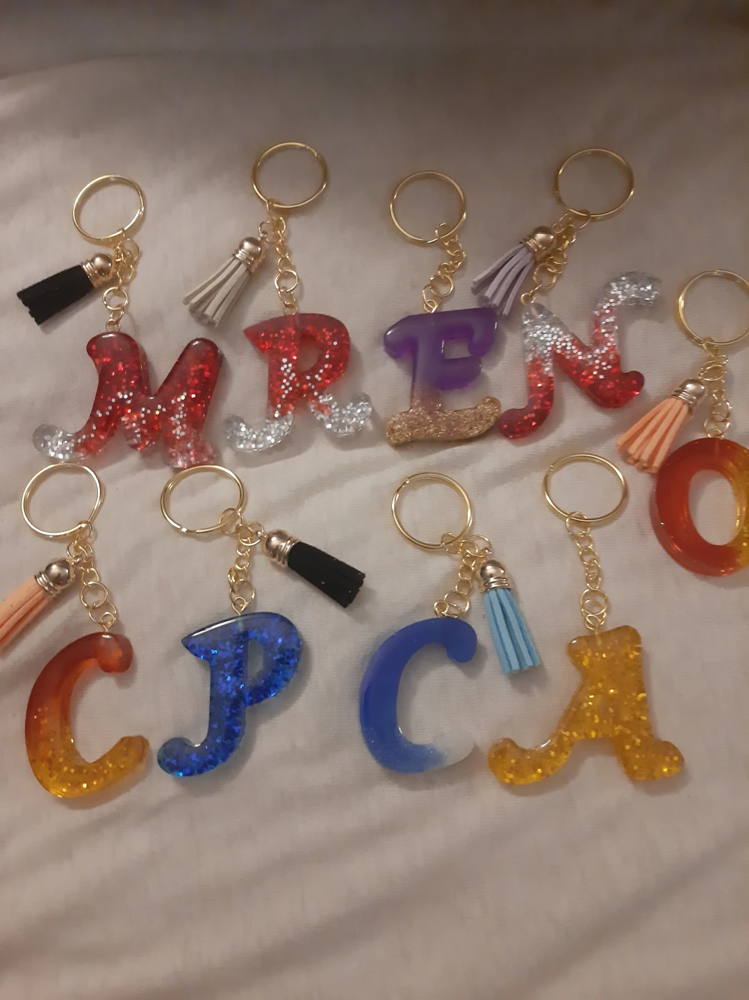 Handmade Resin Letter Keychains