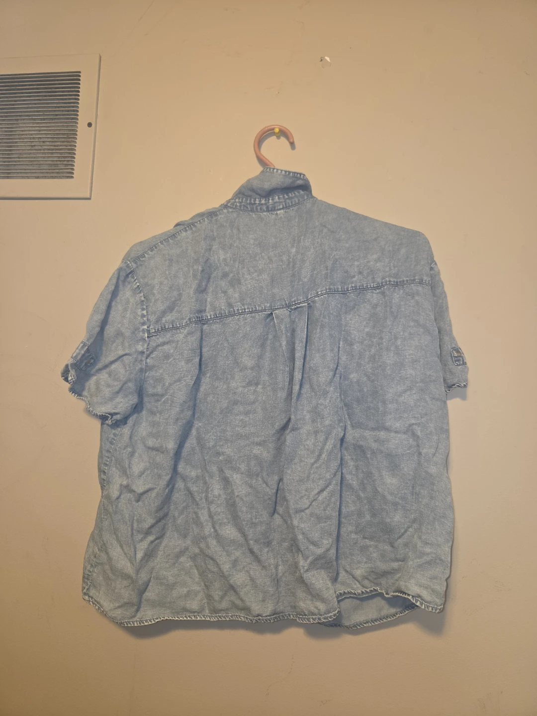 Light Wash Denim Short Sleeve Button-Up Shirt - photo 2