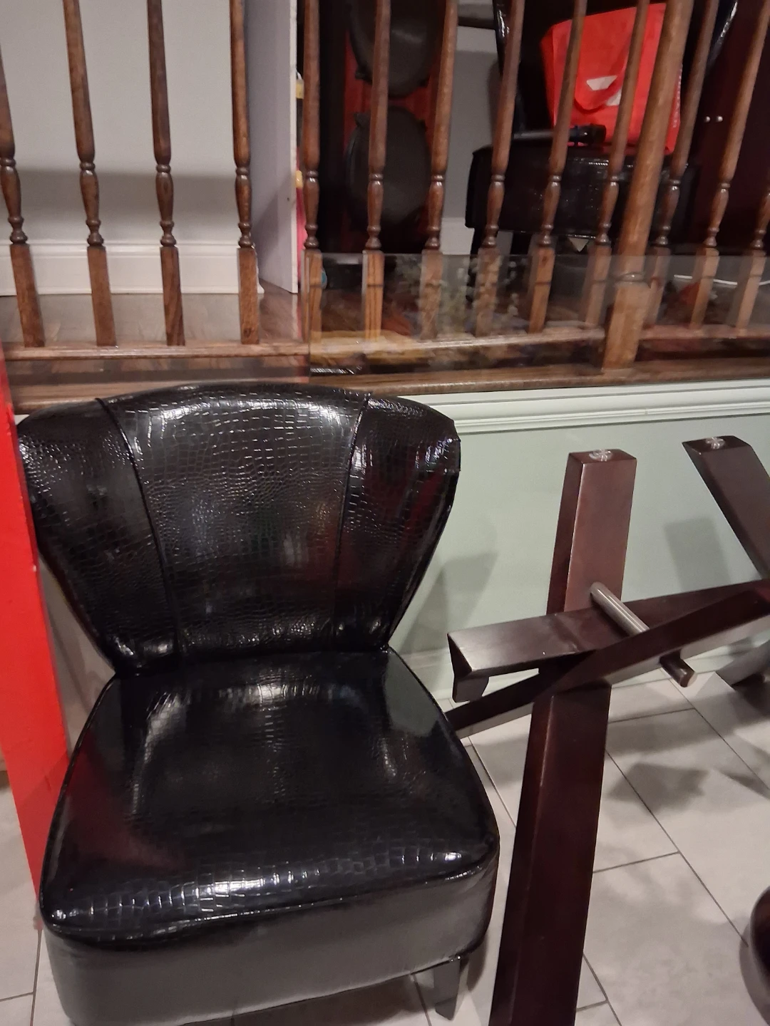 Black Faux Croc Accent Chair - photo 3