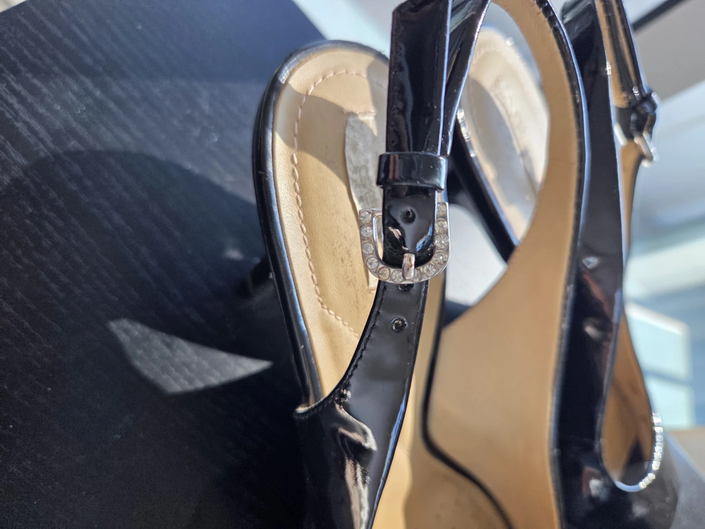 Geox Black Patent Slingback Heels - photo 5