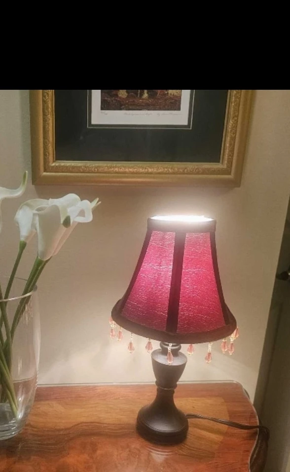Red Accent Lamp with Beaded Trim - photo 2