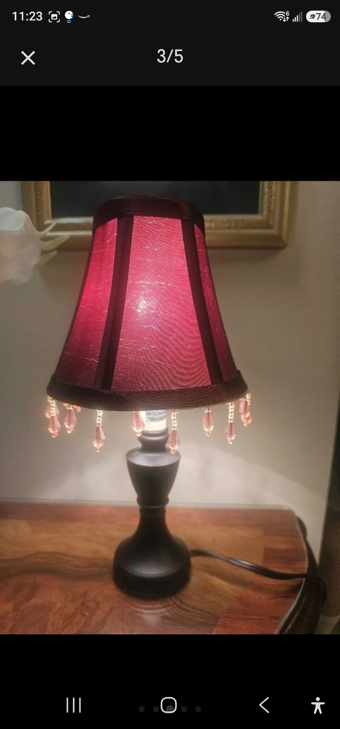 Red Accent Lamp with Beaded Trim