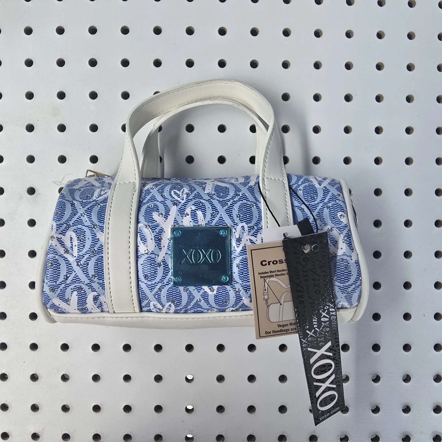 XOXO Blue & White Monogram Barrel Bag