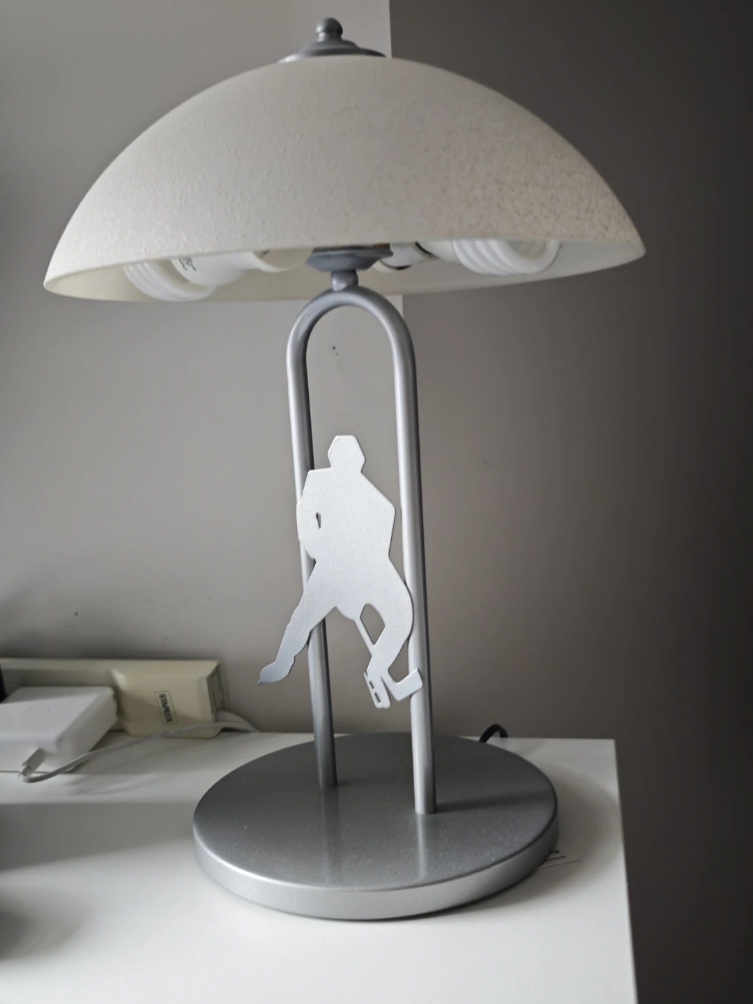 Table Lamp with Hockey Player Silhouette