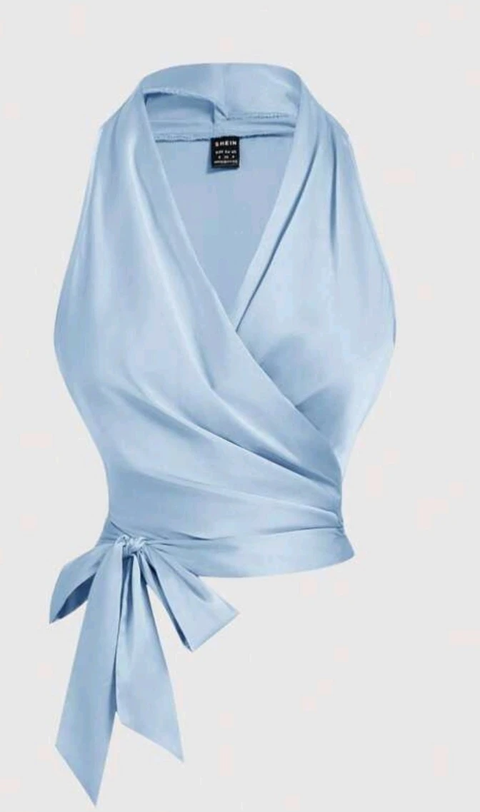 SHEIN MOD Light Blue Crisscross Tank Top
