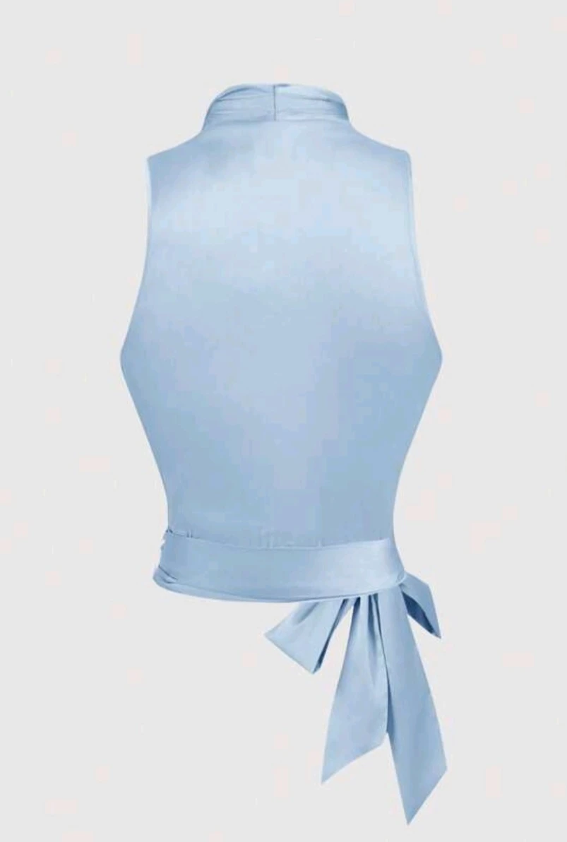 SHEIN MOD Light Blue Crisscross Tank Top - photo 3