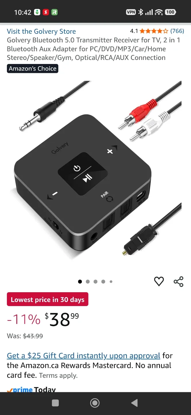 Golvery Bluetooth 5.0 Transmitter Receiver - photo 3