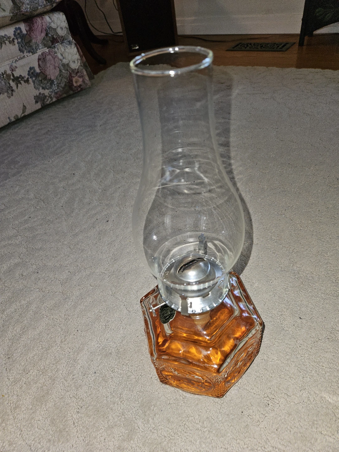 Amber Glass Oil Lamp