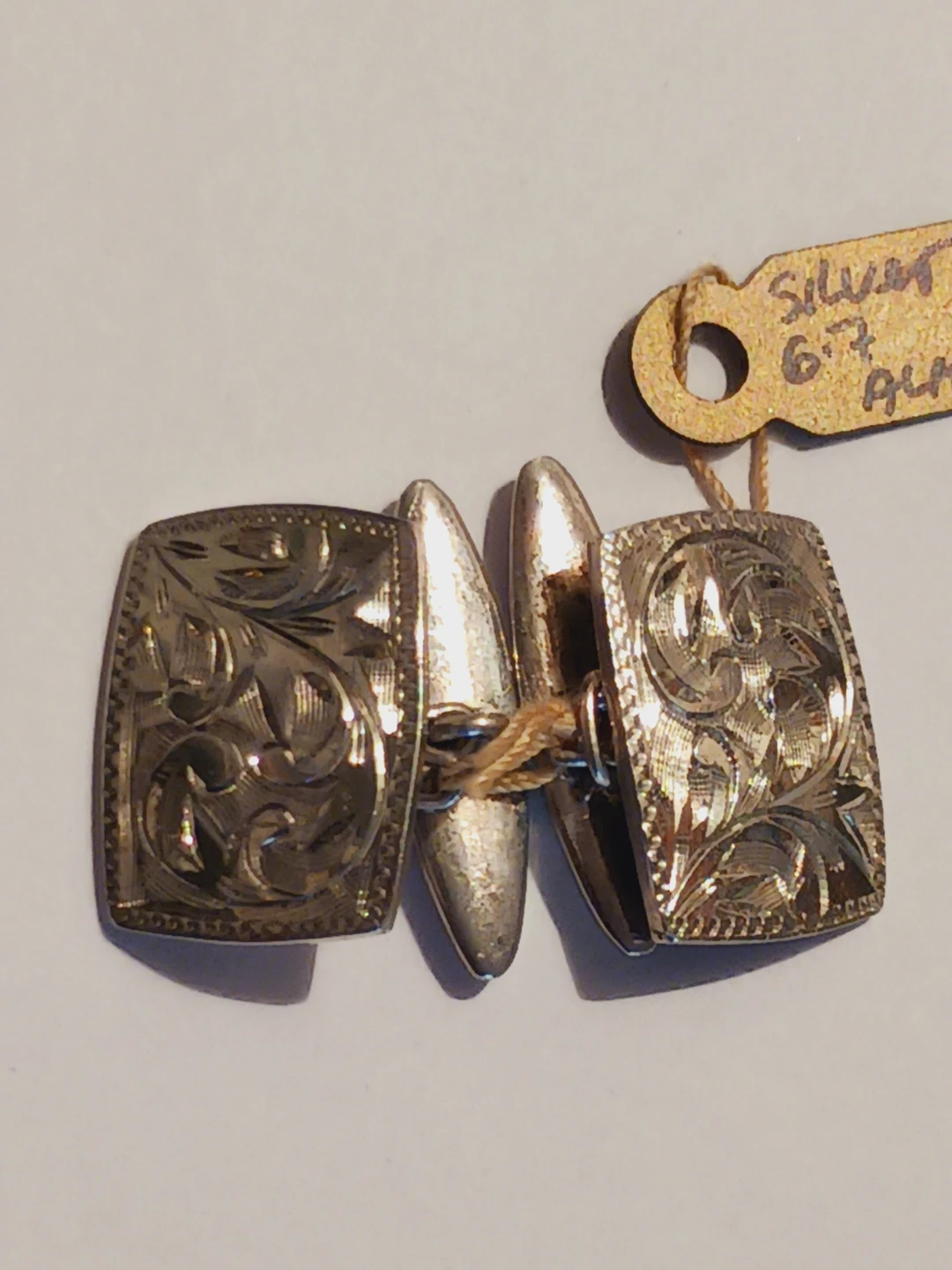 Gorgeous Sterling Silver Etched Flowers Engraved Cufflinks - photo 3