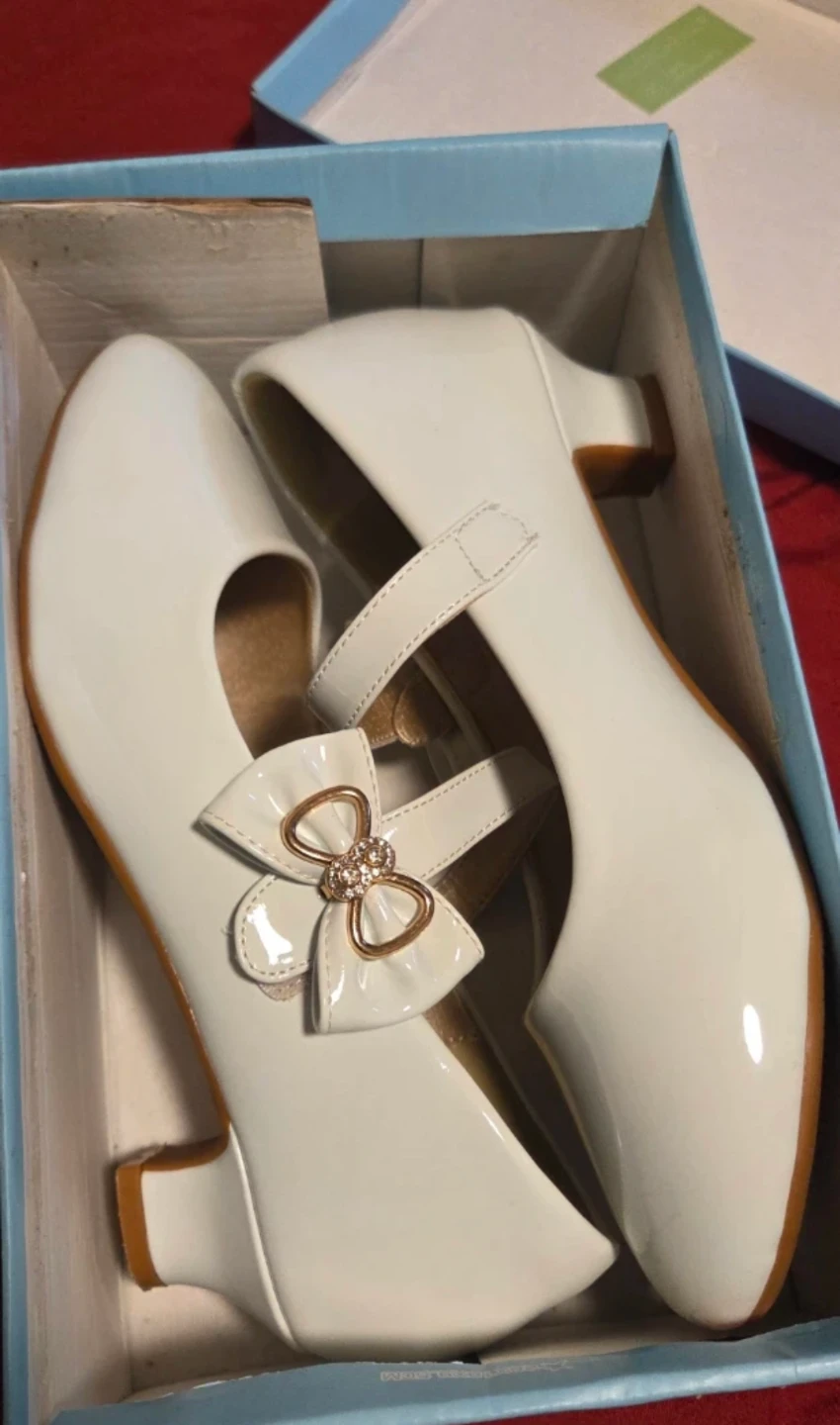 Dufannie, White patent Mary Jane shoes with bow accent - photo 3