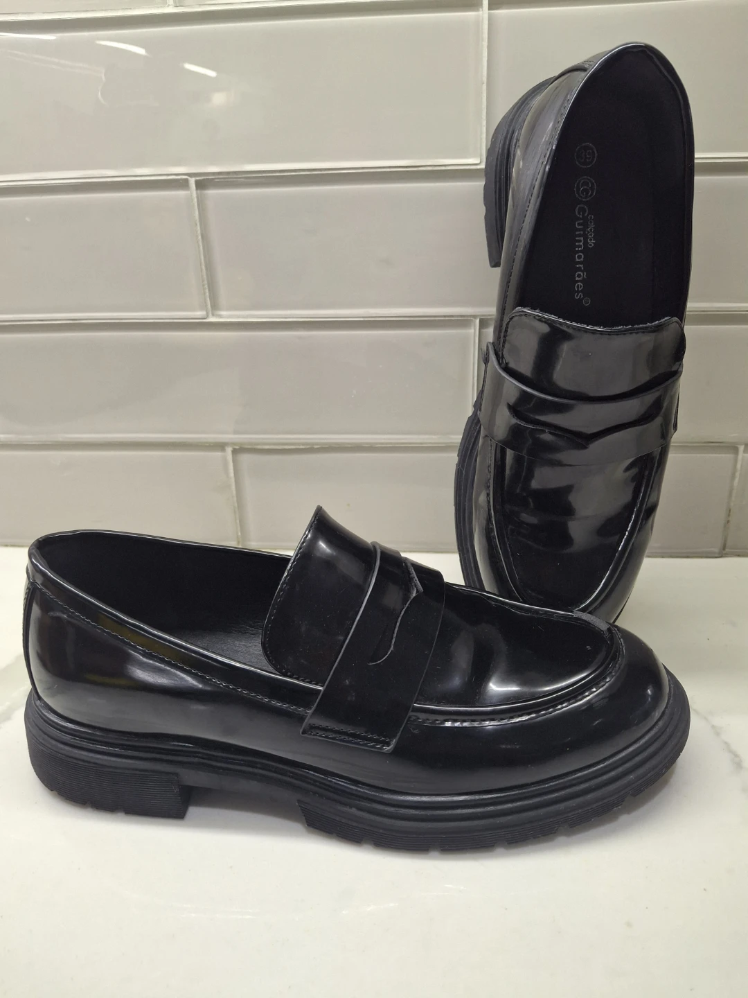 Black Patent Loafer Shoes - photo 2