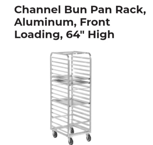 Channel Bun Pan Rack - Aluminum, Front Loading