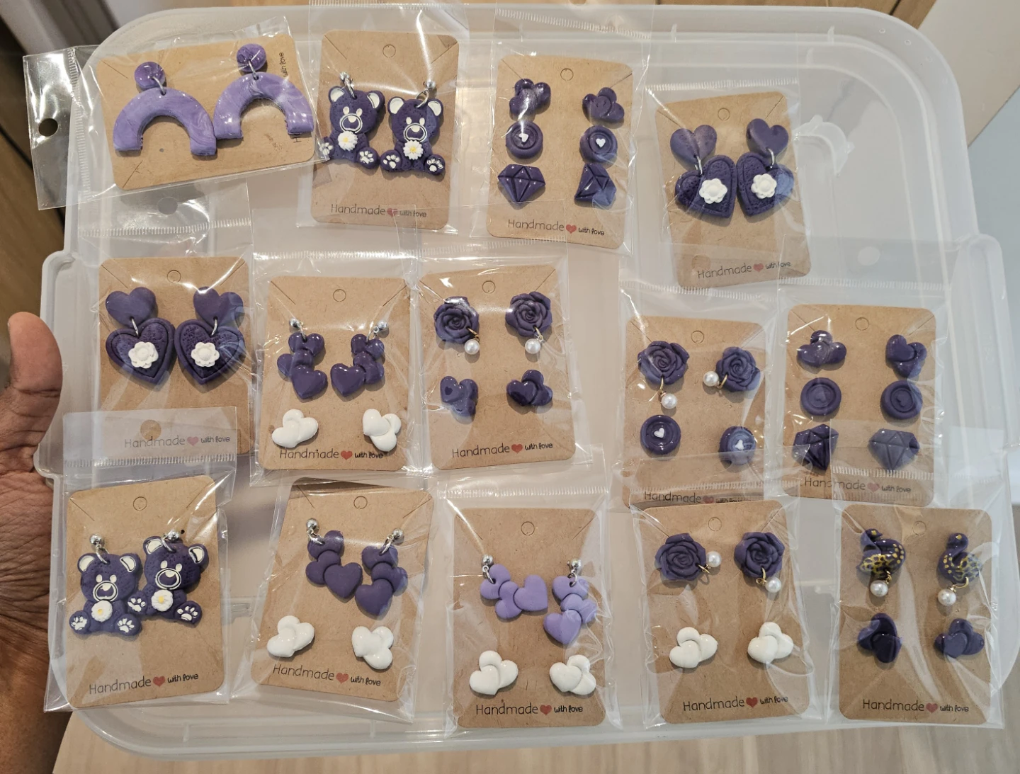 1 Set of Handmade Purple Clay Earring - Various Designs