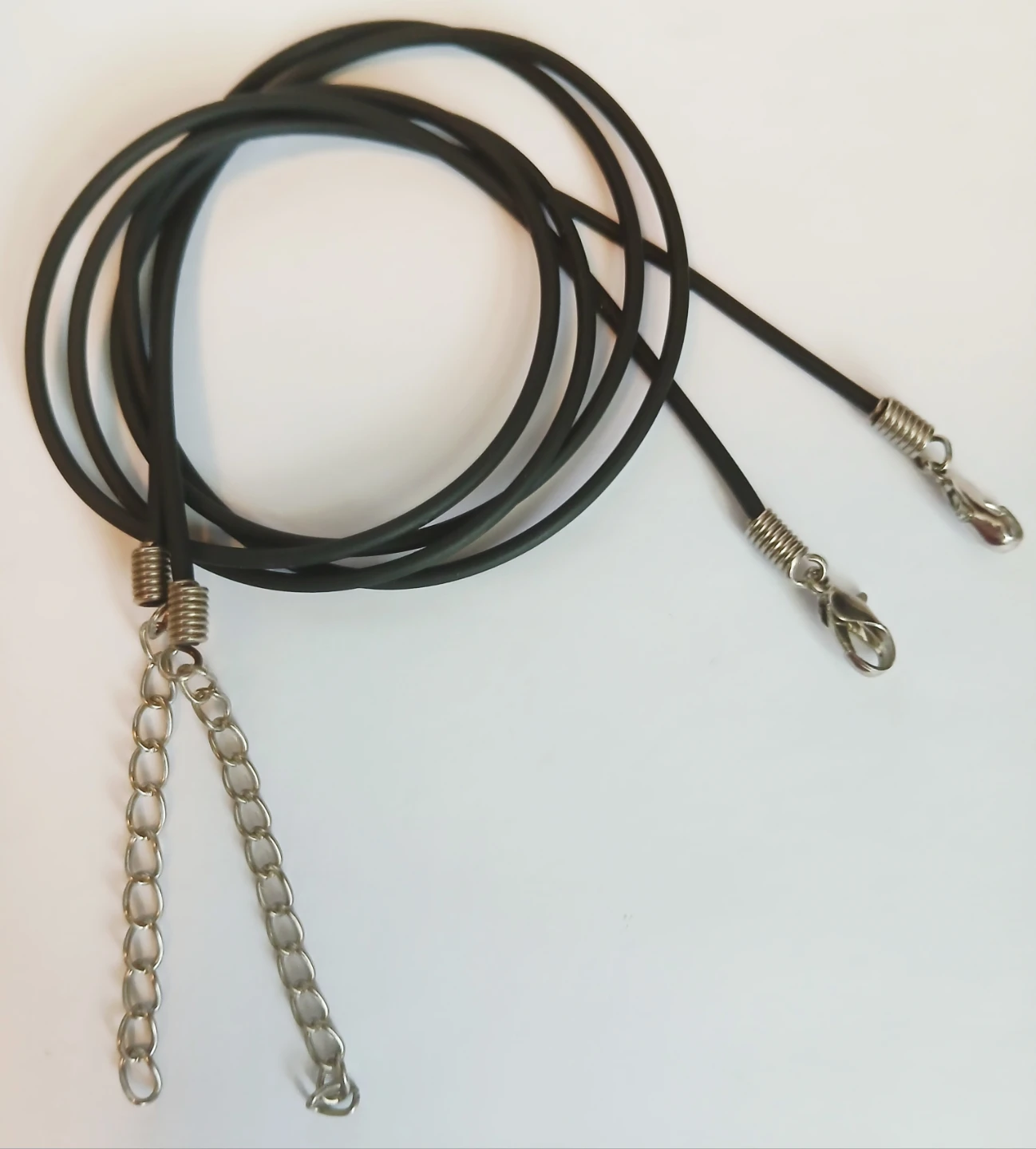 2 Black Rubber Necklace Cords with Clasps