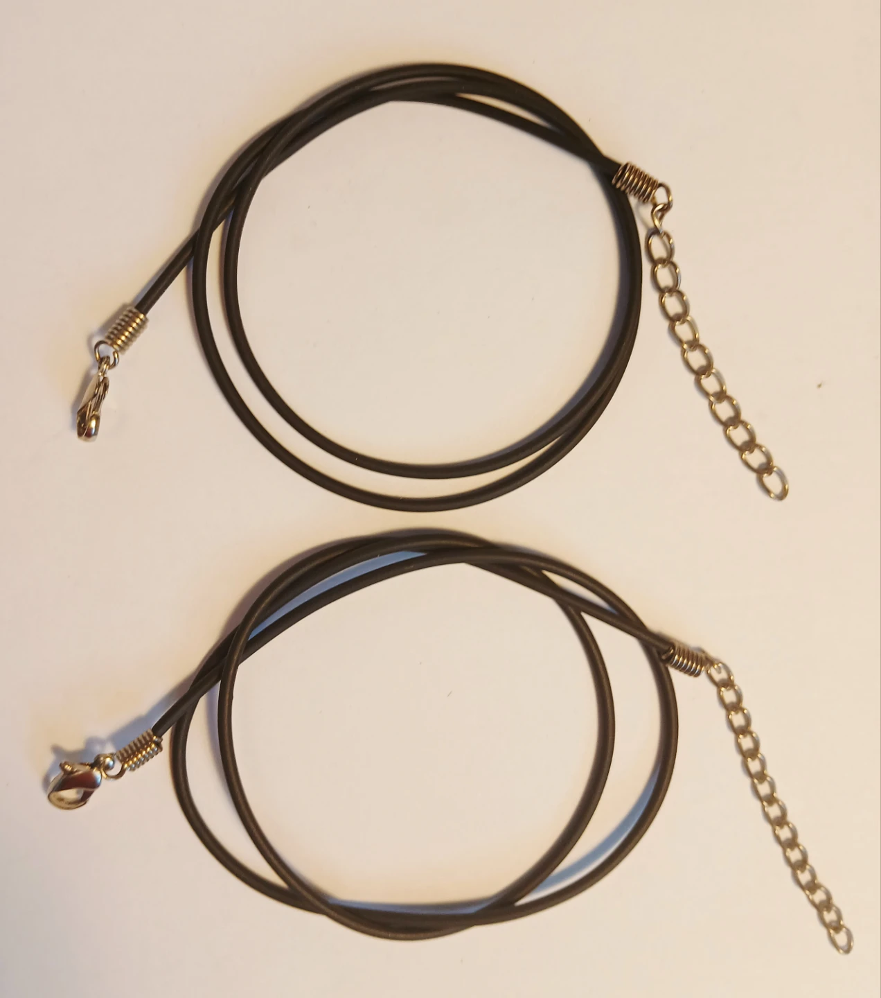 2 Black Rubber Necklace Cords with Clasps - photo 3