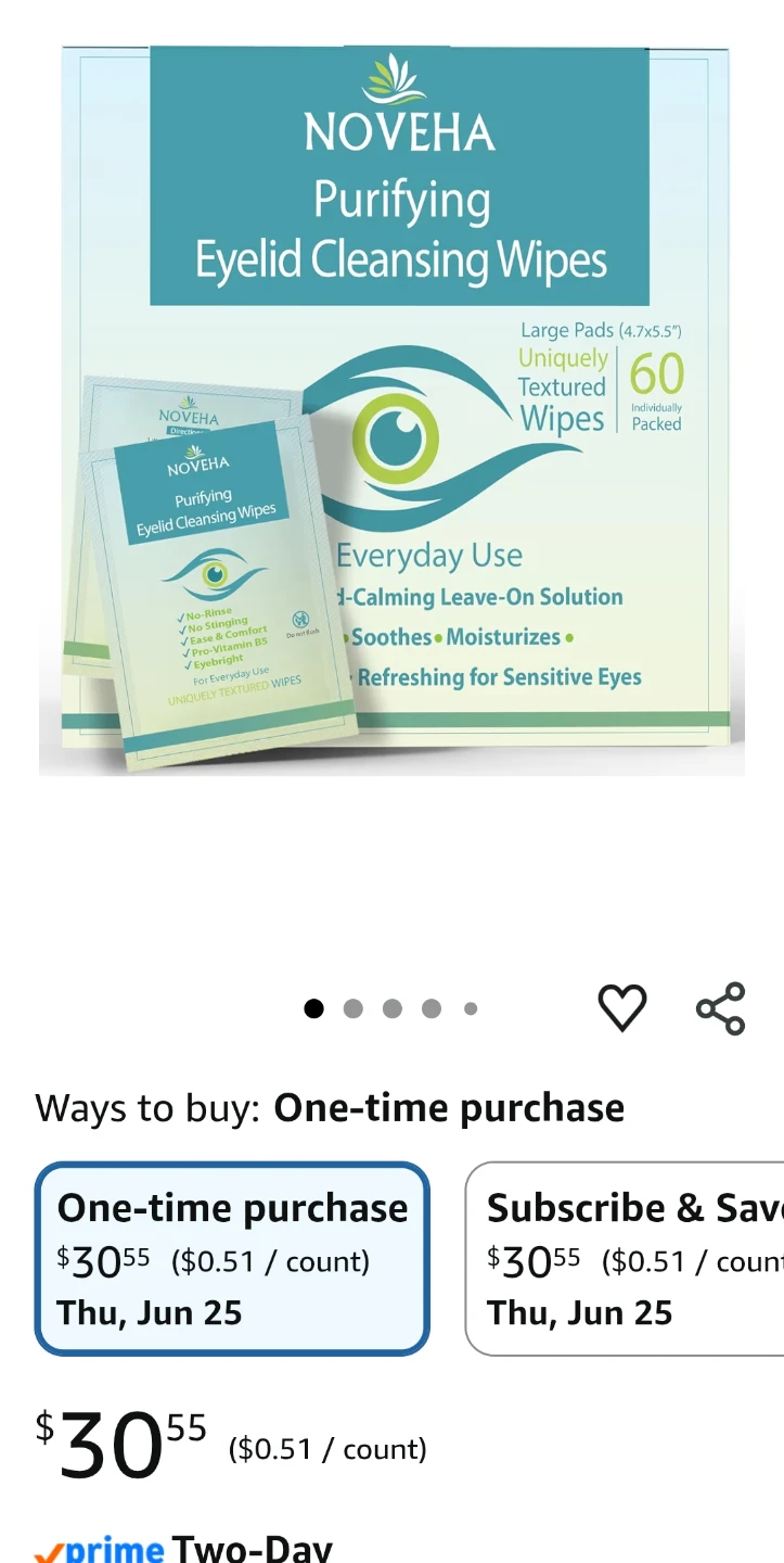 Noveha Purifying Eyelid Cleansing Wipes - 60 Count