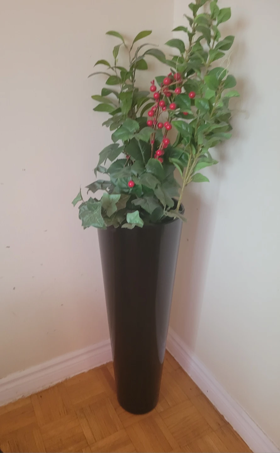 Tall Black Glass Floor Vase - photo 2