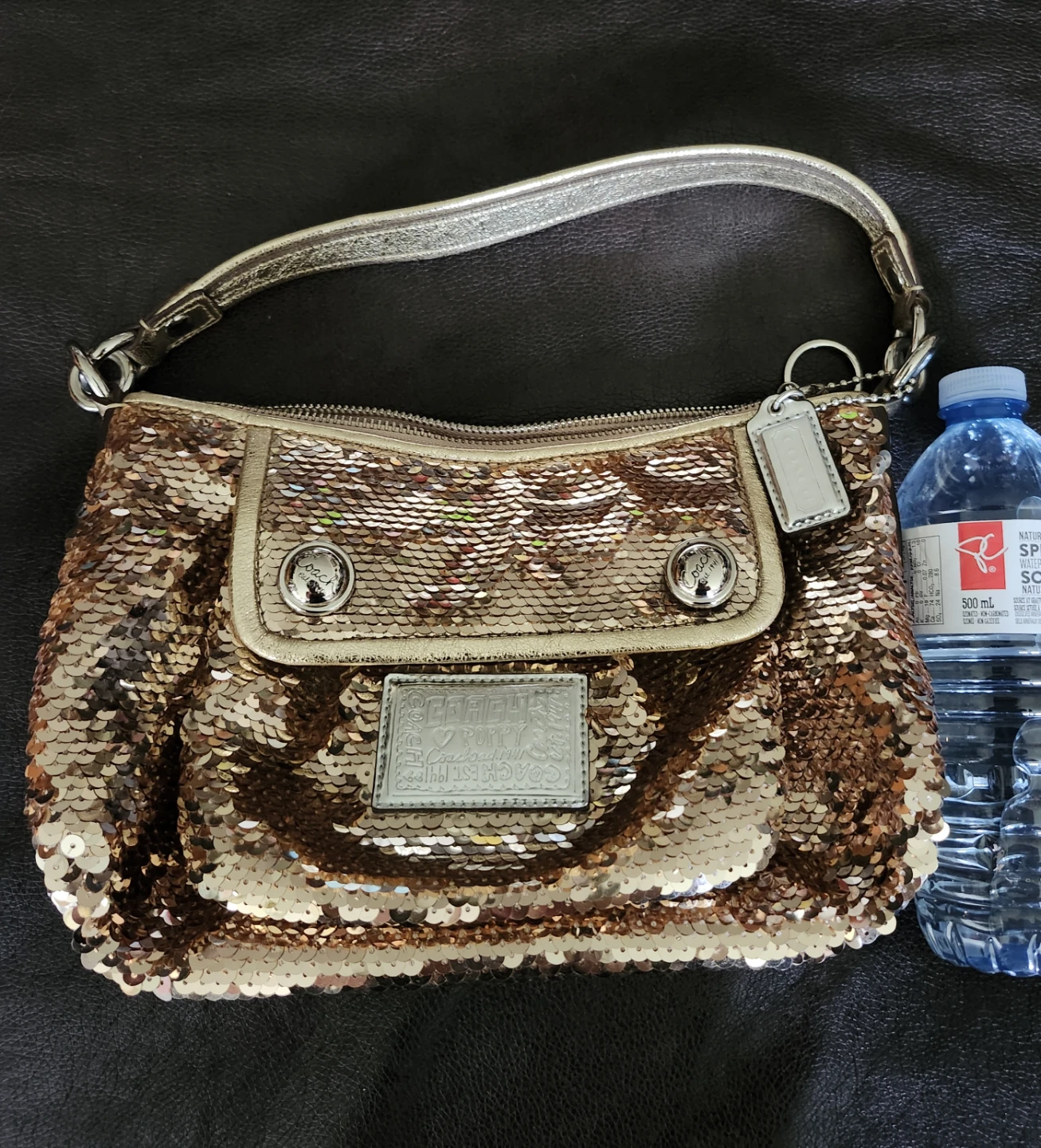 Breathtaking Rare Coach Gold Sequin  Bag Purse - photo 2