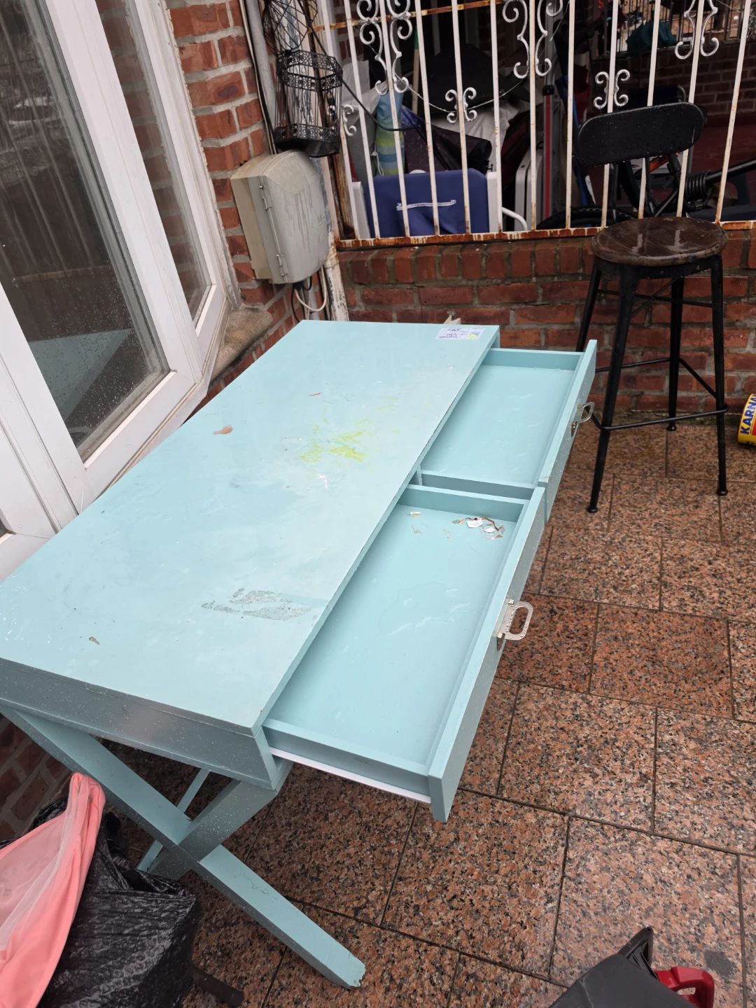 Aqua Blue Desk with Drawers - photo 3