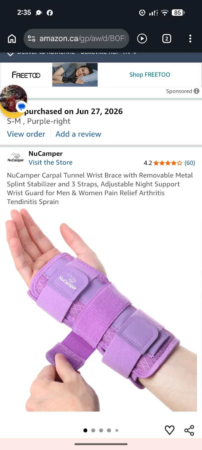 NuCamper Purple Right S Wrist Brace - photo 3