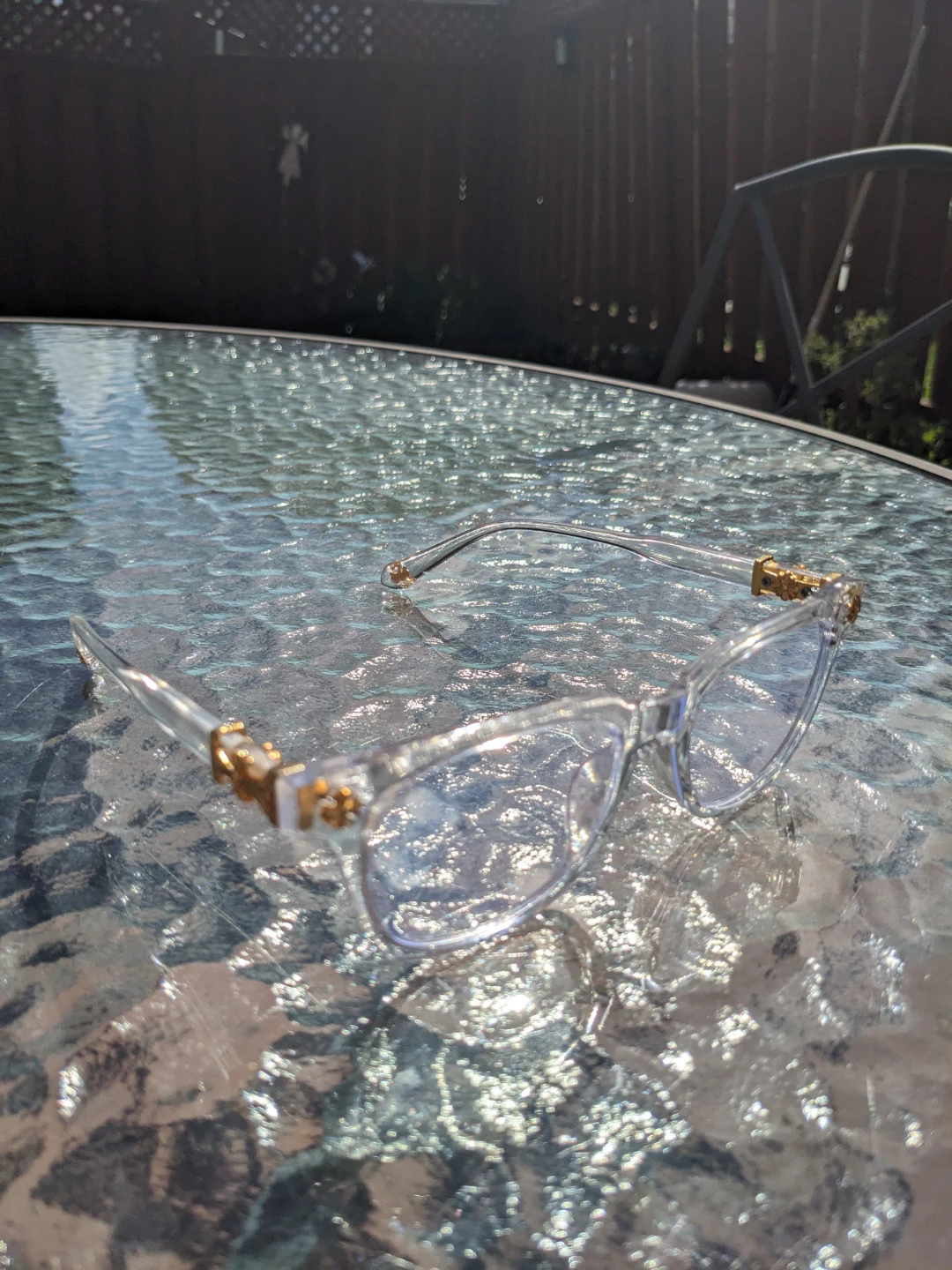 Clear Gold Chrome Heart Glasses - photo 2