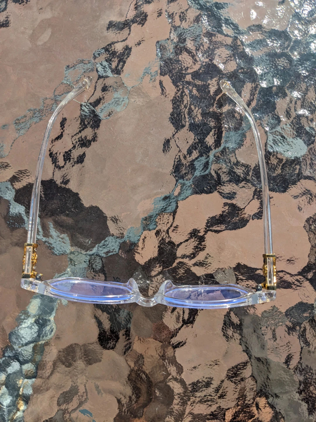 Clear Gold Chrome Heart Glasses - photo 3