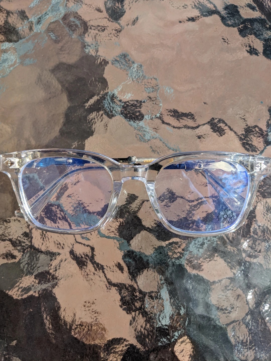 Clear Gold Chrome Heart Glasses - photo 4