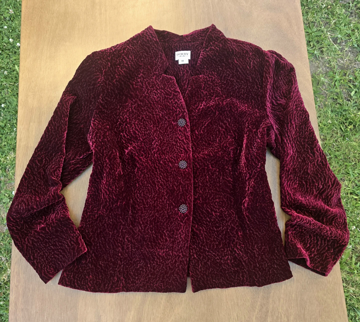 Vintage Burgundy Velvet Blouse/Blazer in size XL
