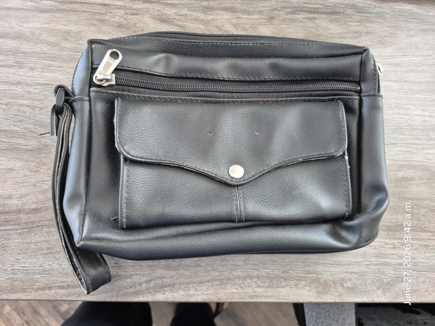 Black Faux Leather Clutch Bag