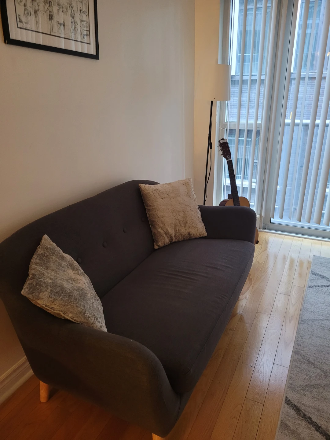 Grey Sofa with Wooden Legs