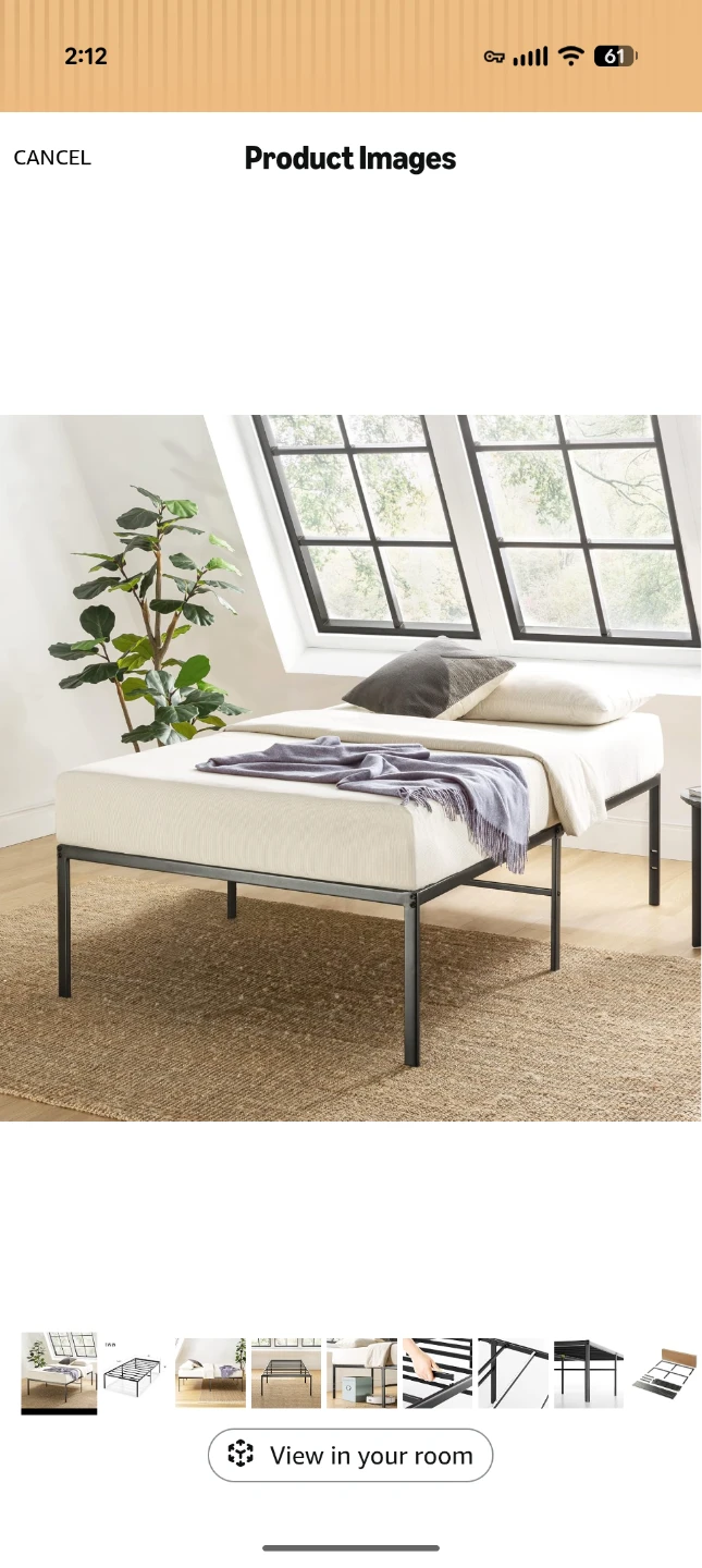 Twin XL Black Metal Bed Frame