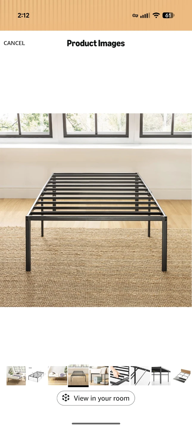 Twin XL Black Metal Bed Frame - photo 2