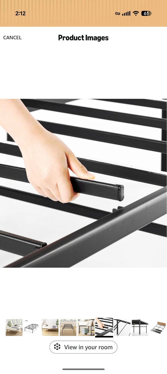 Twin XL Black Metal Bed Frame - photo 3