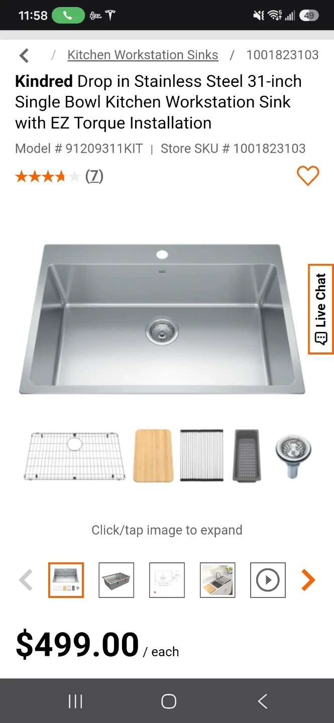 NEW Kindred 31-inch Single Bowl Kitchen Workstation Sink
